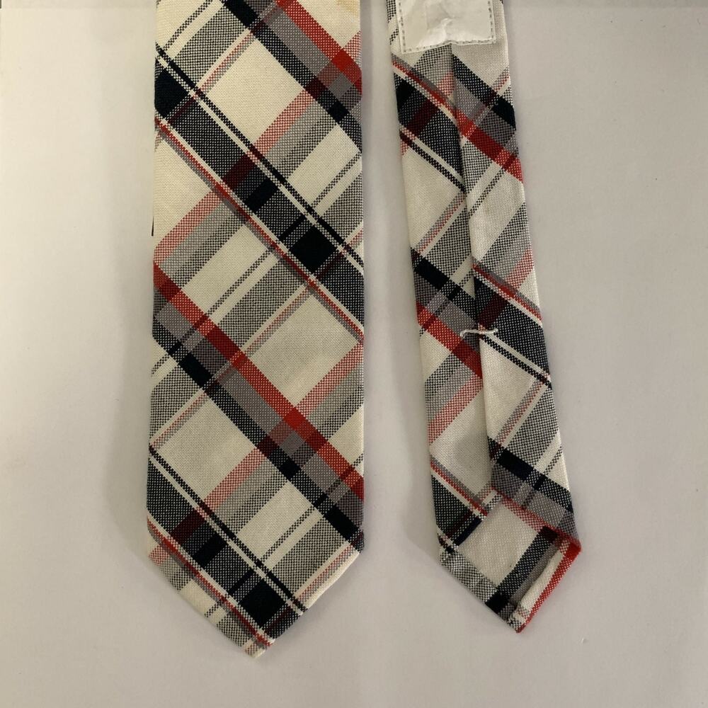 THOM BROWNE Navy White & Red Plaid Tie